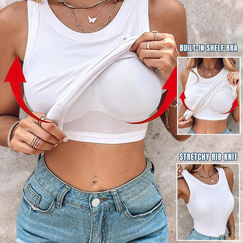 Geripptes Tanktop mit integriertem BH
