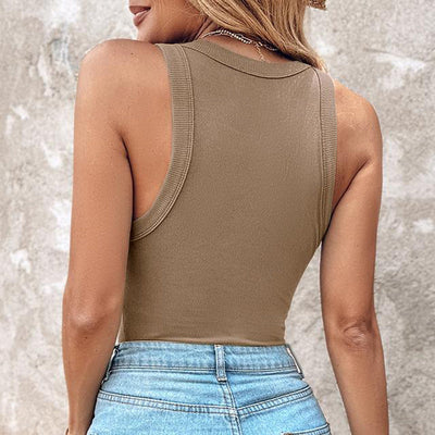 Geripptes Tanktop mit integriertem BH