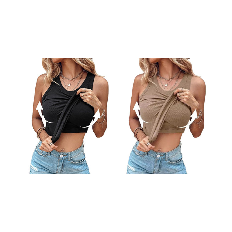 Geripptes Tanktop mit integriertem BH