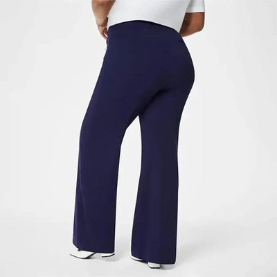 FLEXA - Pantalon large taille haute extensible pour femme grande taille