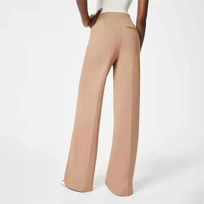 FLEXA - Pantalon large taille haute extensible pour femme grande taille