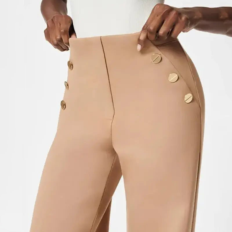 FLEXA - Pantalon large taille haute extensible pour femme grande taille