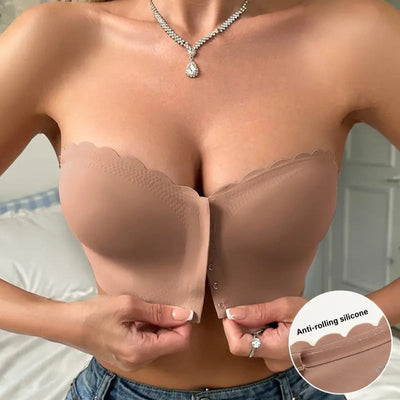 Nahtloser, trägerloser Bandeau-BH mit Vorderverschluss