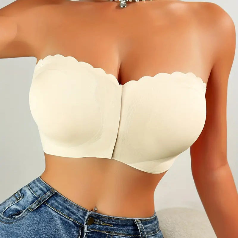 Nahtloser, trägerloser Bandeau-BH mit Vorderverschluss