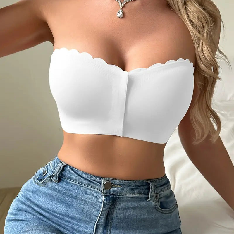 Nahtloser, trägerloser Bandeau-BH mit Vorderverschluss