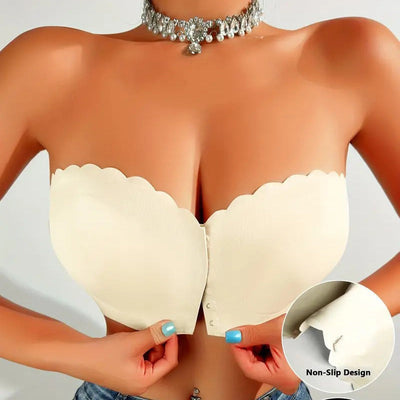 Nahtloser, trägerloser Bandeau-BH mit Vorderverschluss