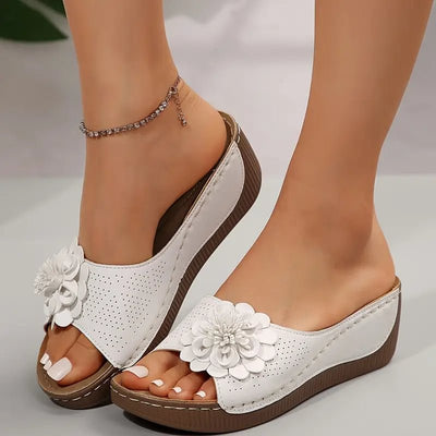 LESAYA - Damen Comfort Flower Slip-On Sandalen