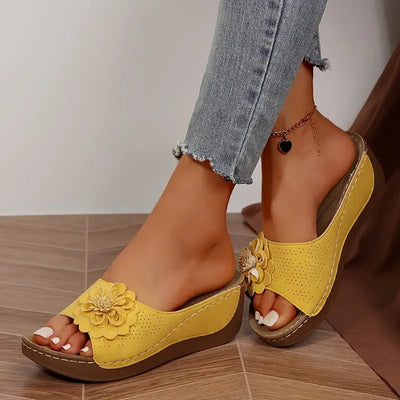 LESAYA - Damen Comfort Flower Slip-On Sandalen