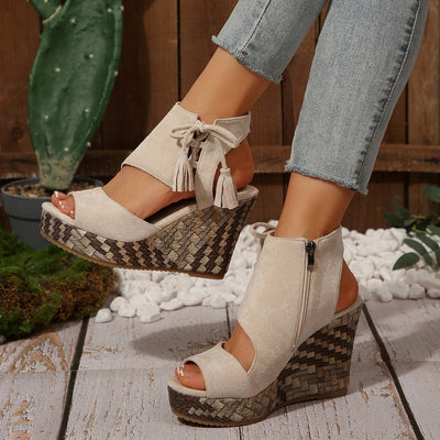 SEYA - Damen-Keilsandalen mit offener Spitze