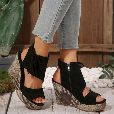SEYA - Damen-Keilsandalen mit offener Spitze