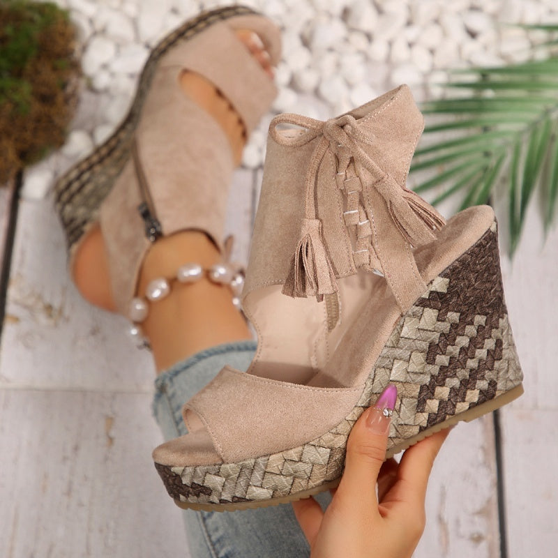 SEYA - Damen-Keilsandalen mit offener Spitze