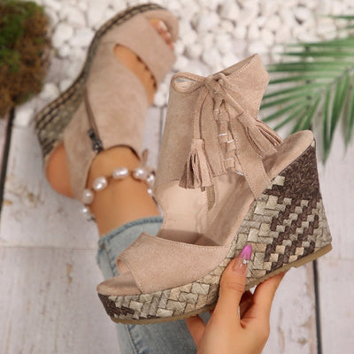 SEYA - Damen-Keilsandalen mit offener Spitze