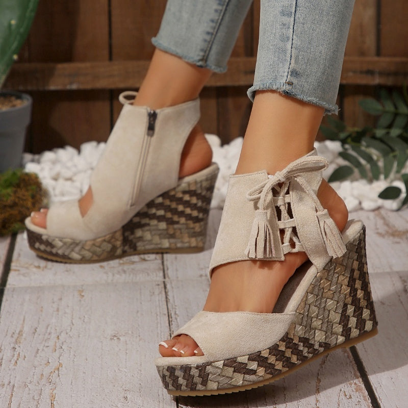 SEYA - Damen-Keilsandalen mit offener Spitze