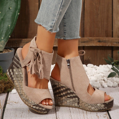SEYA - Damen-Keilsandalen mit offener Spitze