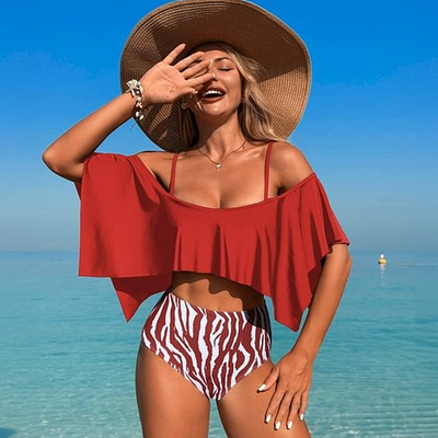 JESSICA - Zweiteiliges Bikini-Set mit Rüschen und hoher Taille