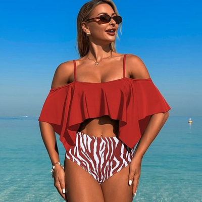 JESSICA - Zweiteiliges Bikini-Set mit Rüschen und hoher Taille