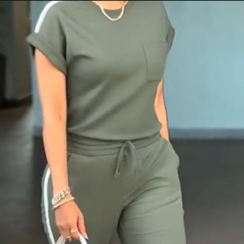 MERLA - Lässiges, einfarbiges Sport-Set mit Oberteil und Hose