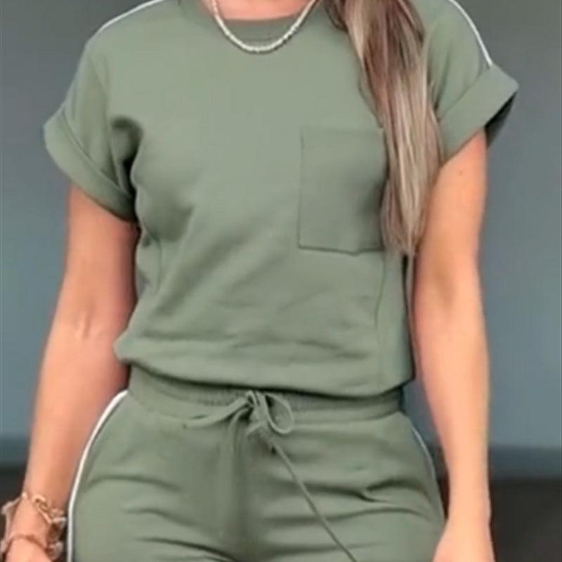 MERLA - Lässiges, einfarbiges Sport-Set mit Oberteil und Hose