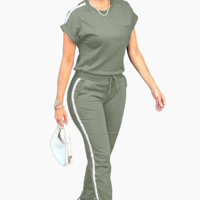 MERLA - Lässiges, einfarbiges Sport-Set mit Oberteil und Hose
