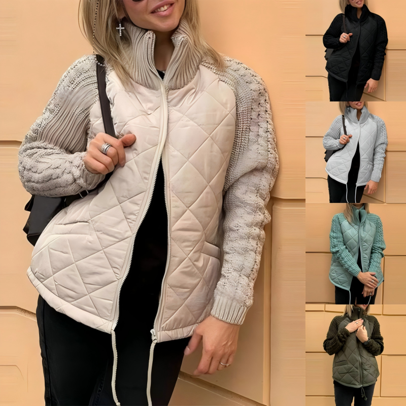 Yameya - Gestrickte Patchwork Pufferjacke