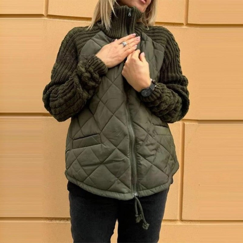 Yameya - Gestrickte Patchwork Pufferjacke