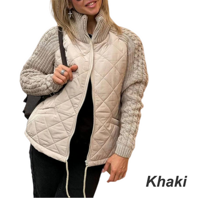 Yameya - Gestrickte Patchwork Pufferjacke