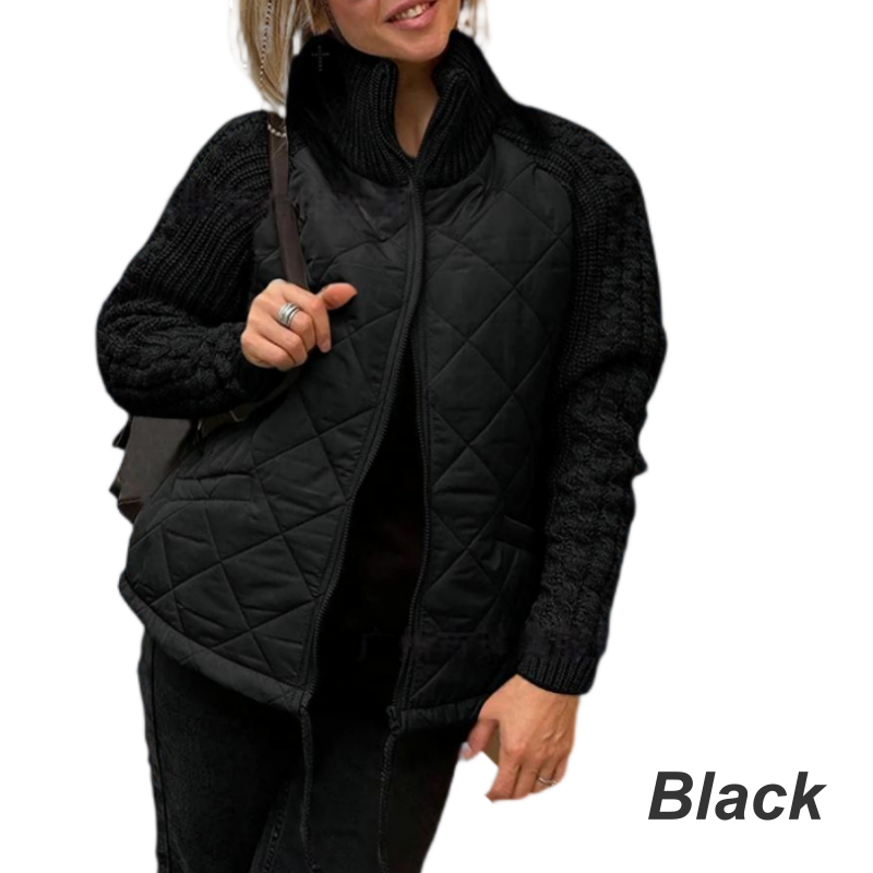 Yameya - Gestrickte Patchwork Pufferjacke