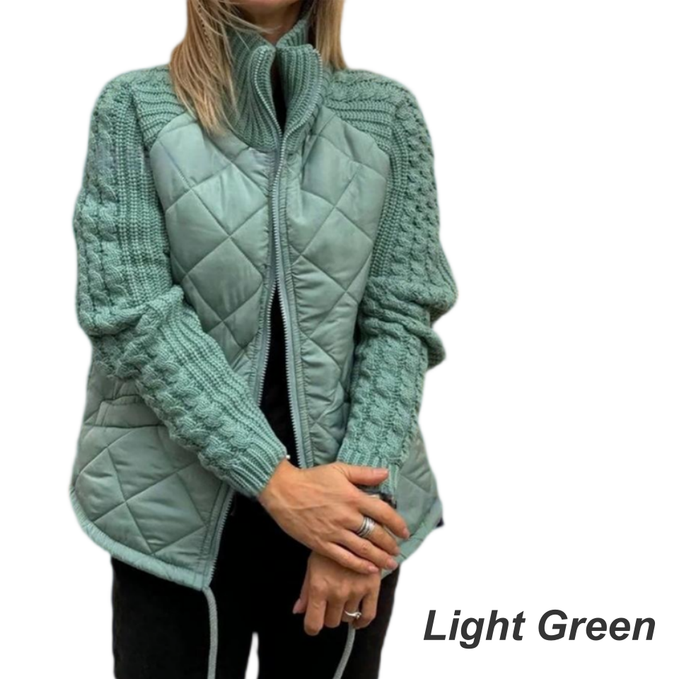 Yameya - Gestrickte Patchwork Pufferjacke