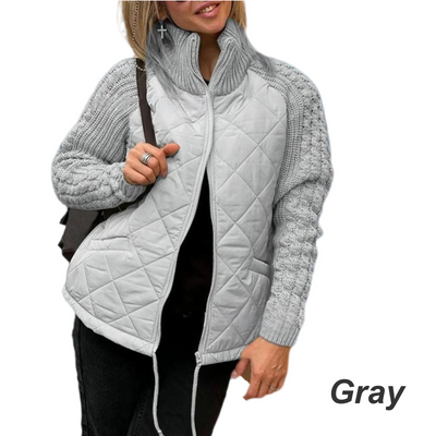 Yameya - Gestrickte Patchwork Pufferjacke